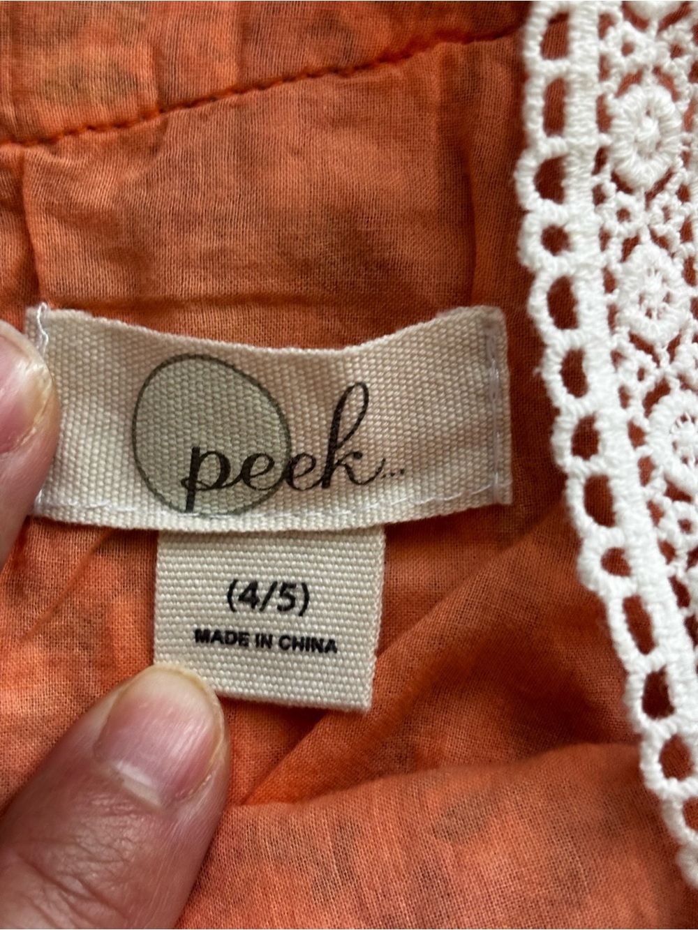 Peek Coral Floral Romper with White Lace - Picture 4 of 6